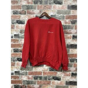 Vintage 80s Champion Crewneck Sweatshirt Fire Red Pullover XL Made In USA Heavy
